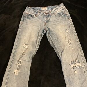 Aeropostale Women's Light Blue Distressed Boot Cut Jeans